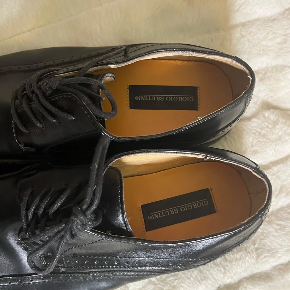 Giorgio Brutini Mens 11.5M Derby Black Lace Up Square Toe Workwear Office Shoes